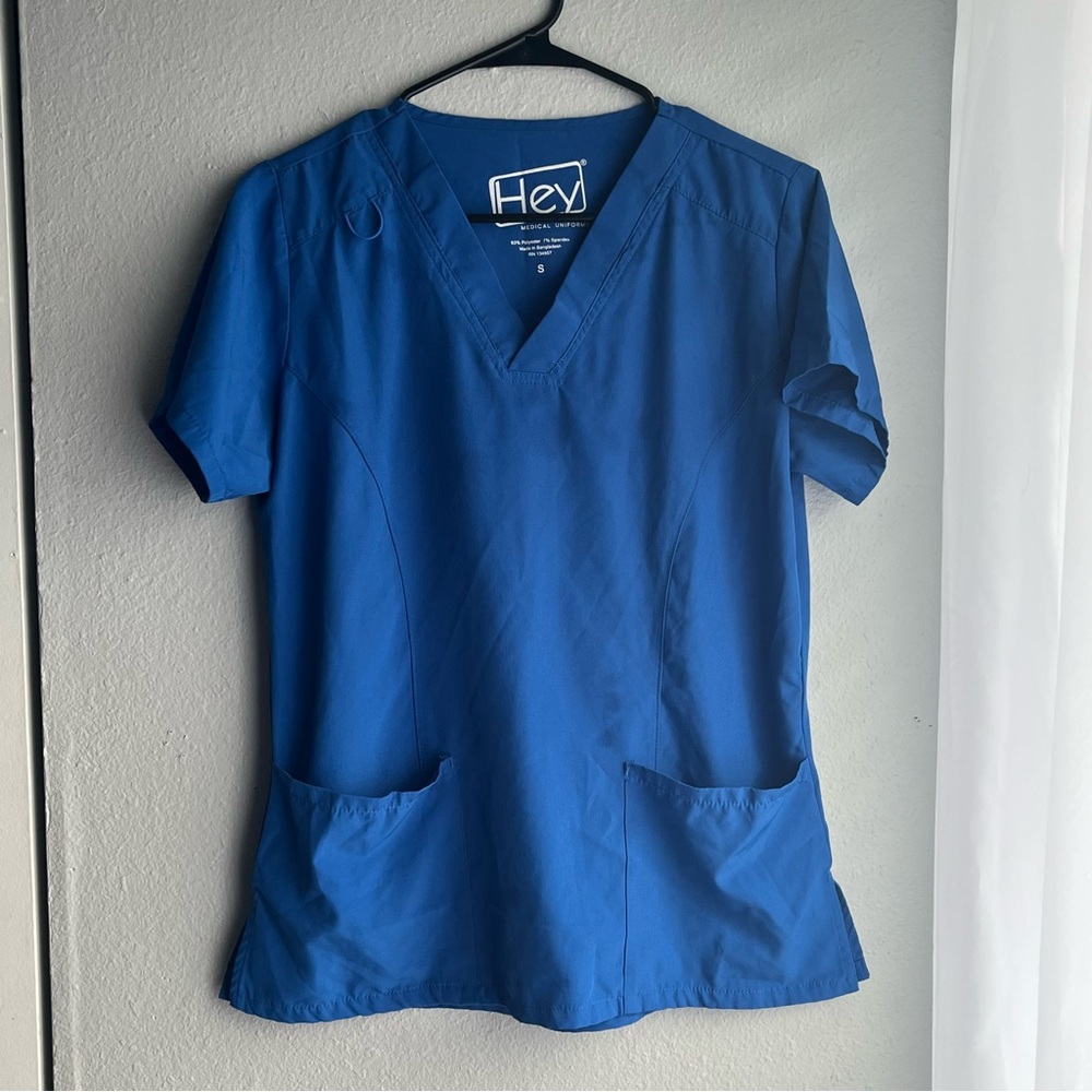 Blue V-Neck Scrub Top